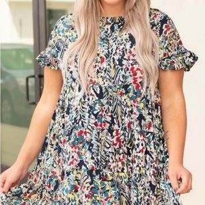 Chic soul garden district dress blue floral 1x